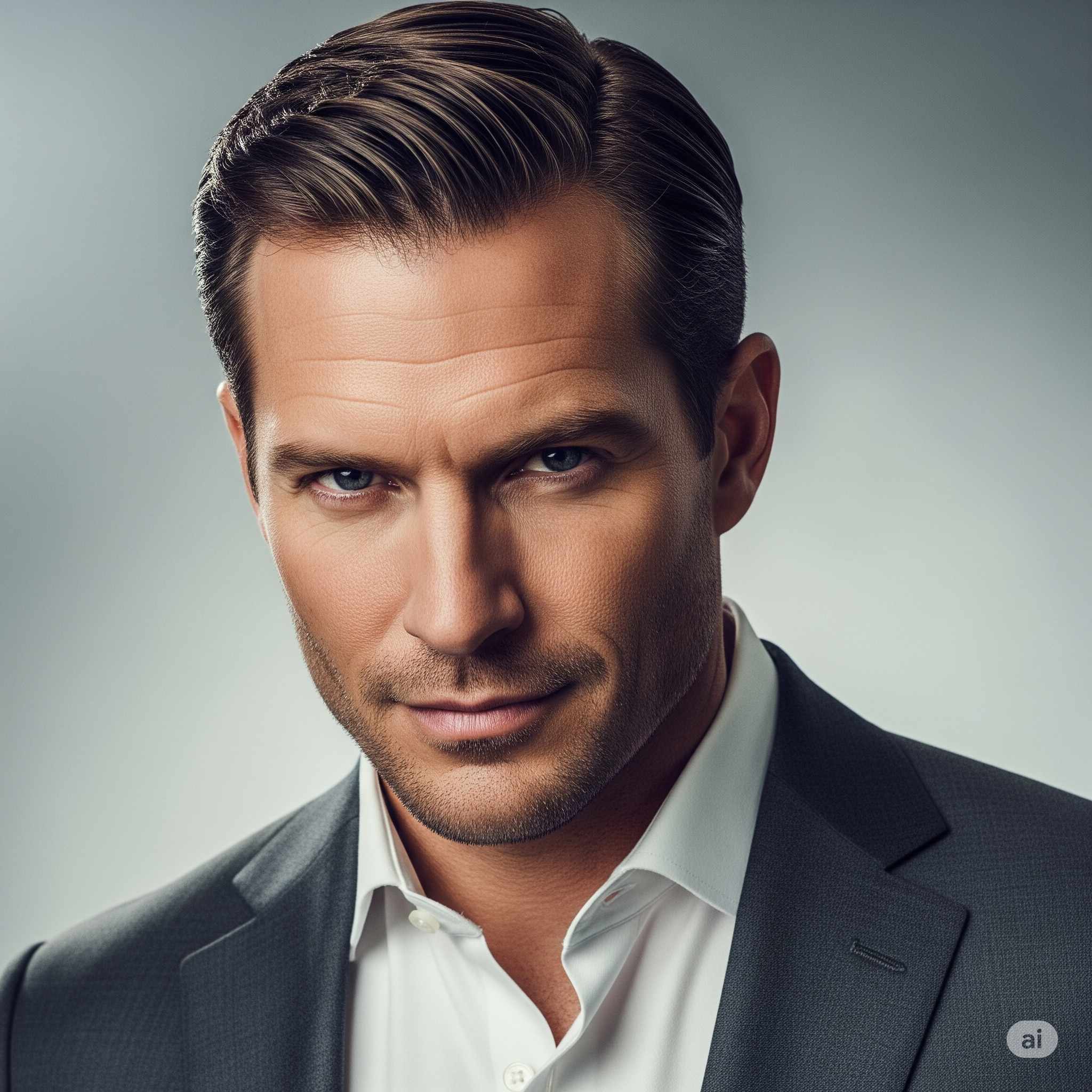 Chad Blockchain - Professional headshot of a confident business executive in a suit, looking satisfied